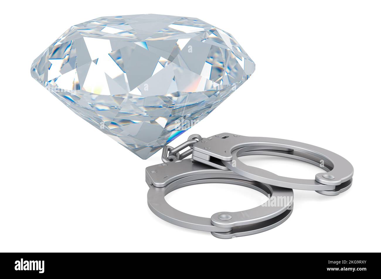 Handcuffs with Diamond, 3D rendering isolated on white background Stock