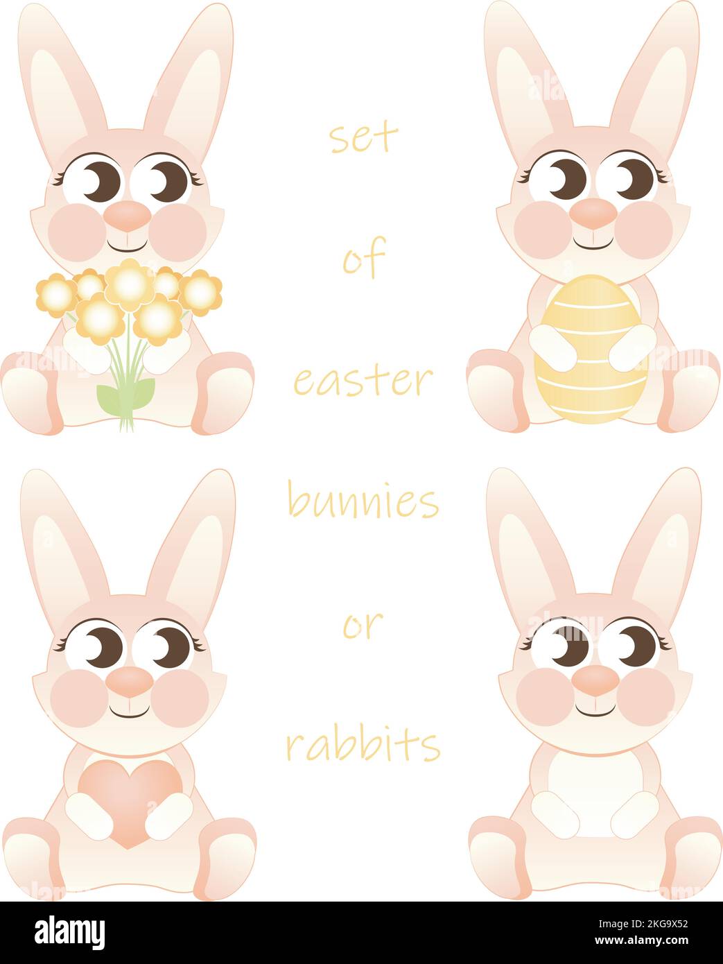 set pink easter bunny, rabbit or hare. isolate Stock Vector
