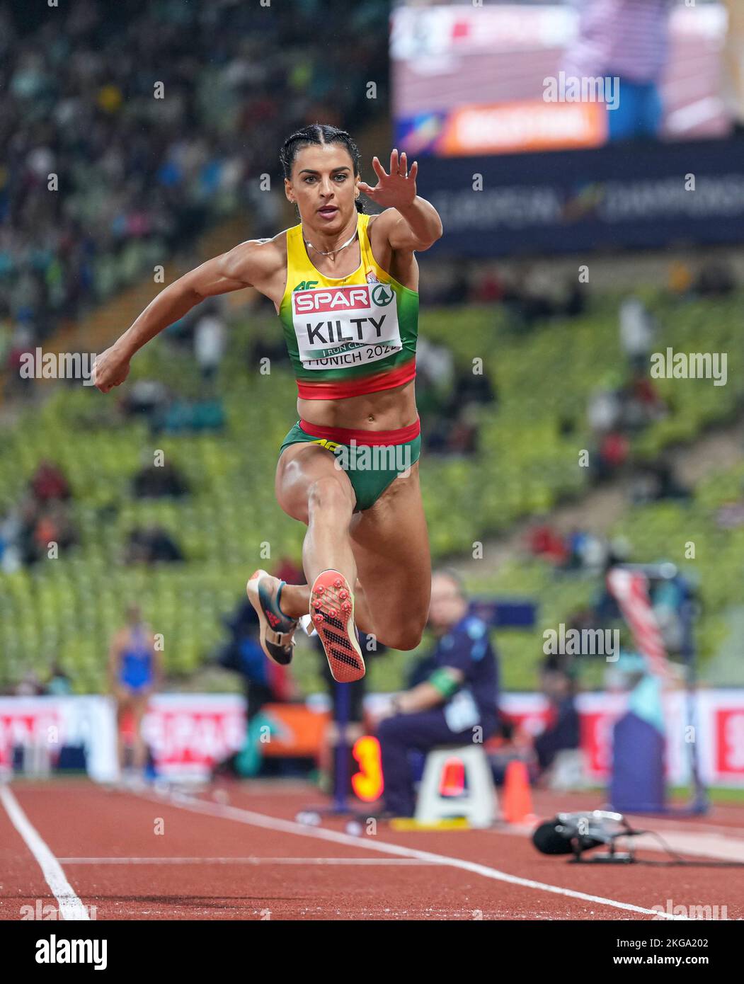 Dovilė Kilty participating in the long jump of the European Athletics ...