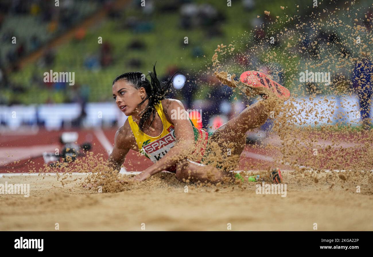Dovilė Kilty participating in the long jump of the European Athletics ...