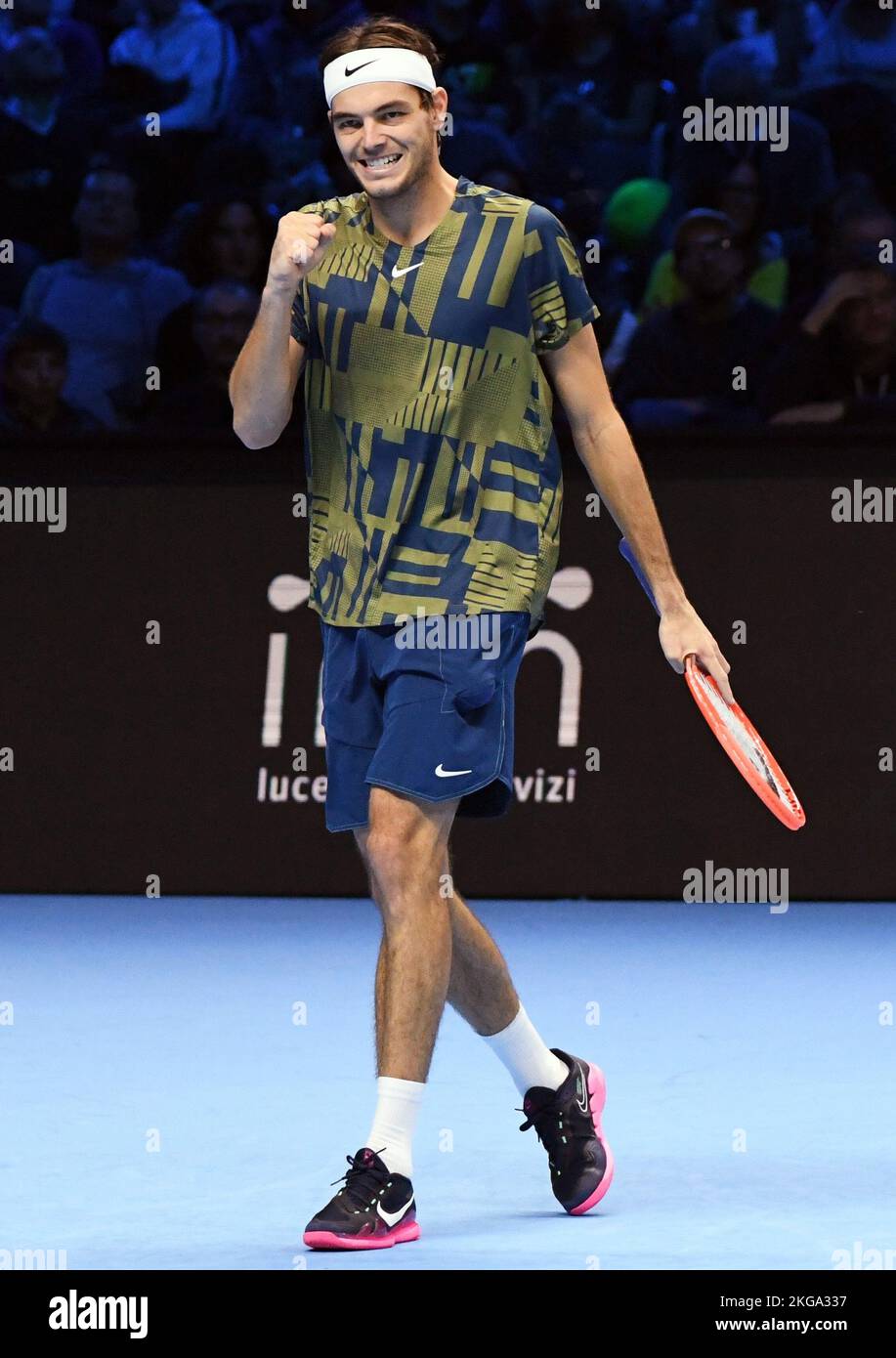 Final tournament ATP (Nitto ATP Finals) in Turin. American tennis player  Taylor Fritz during a match