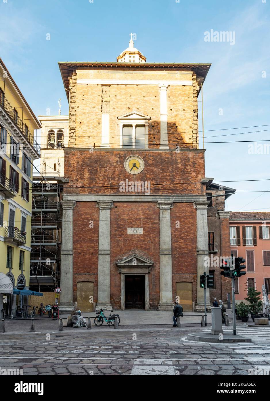 Façade of the basilica of San Nazaro in Brolo dating back to 4th century, Milan city center, Lombardy region, Italy Stock Photo