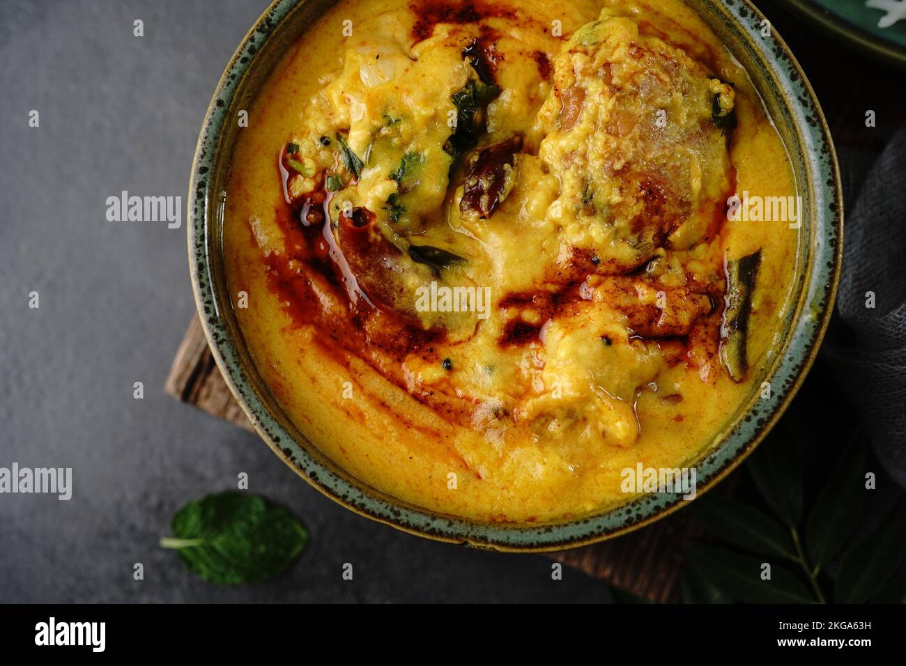 Homemade Punjabi Kadhi pakora served with rice and roti Stock Photo - Alamy