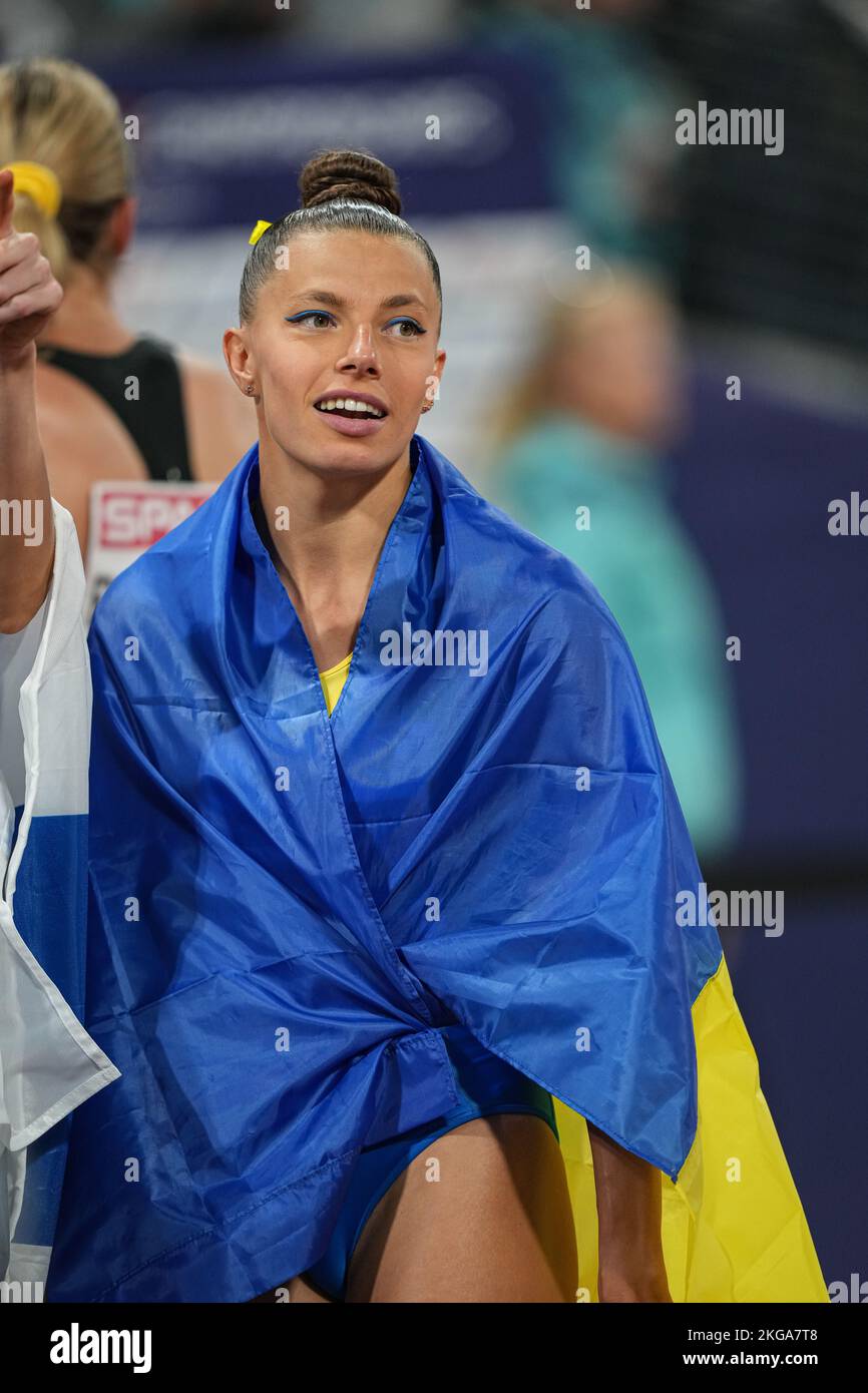 Maryna BekhRomanchuk participating in the long jump of the European