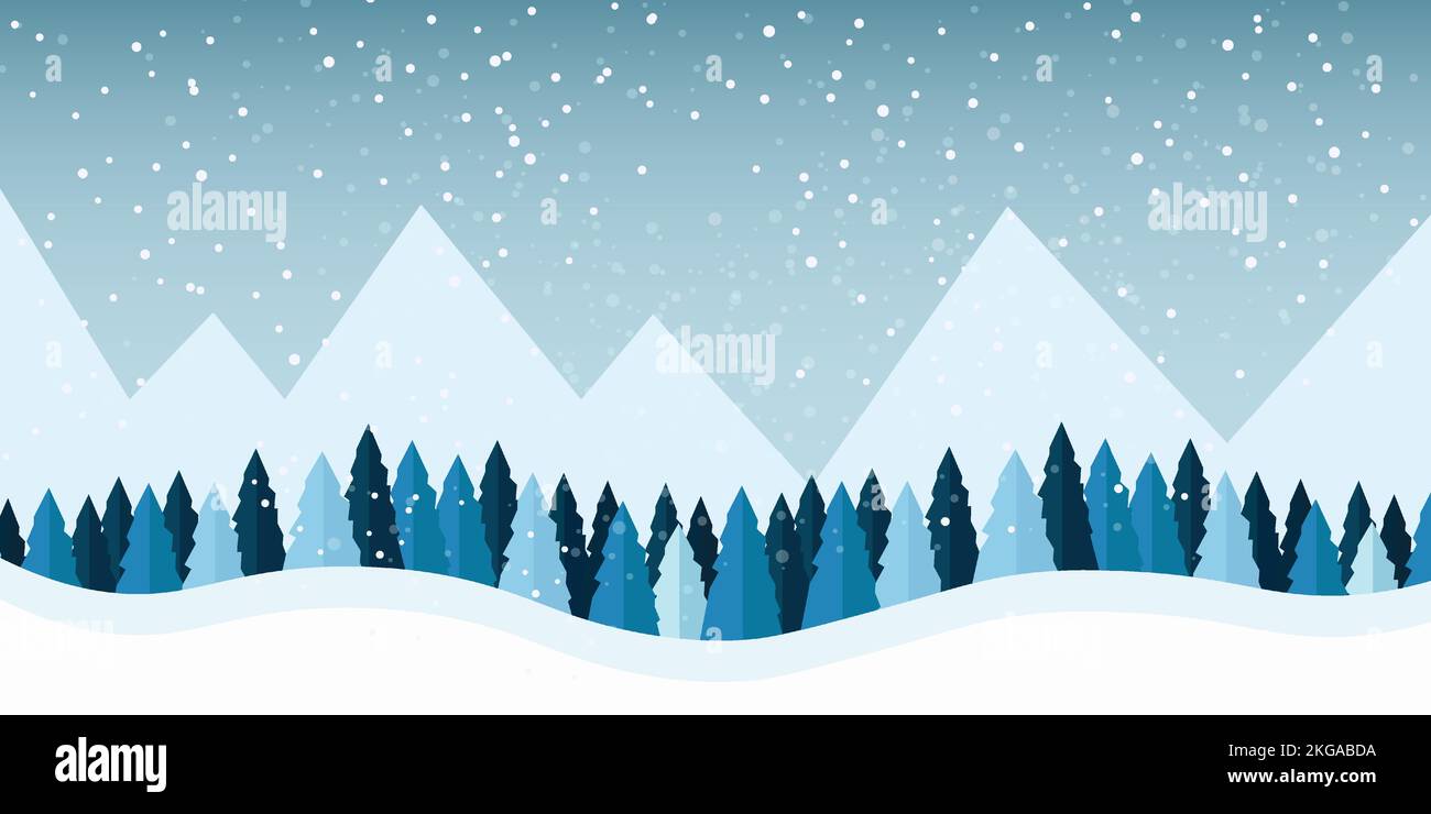 Snowscape Nature Scene Icon Winter Landscape With Mountains And