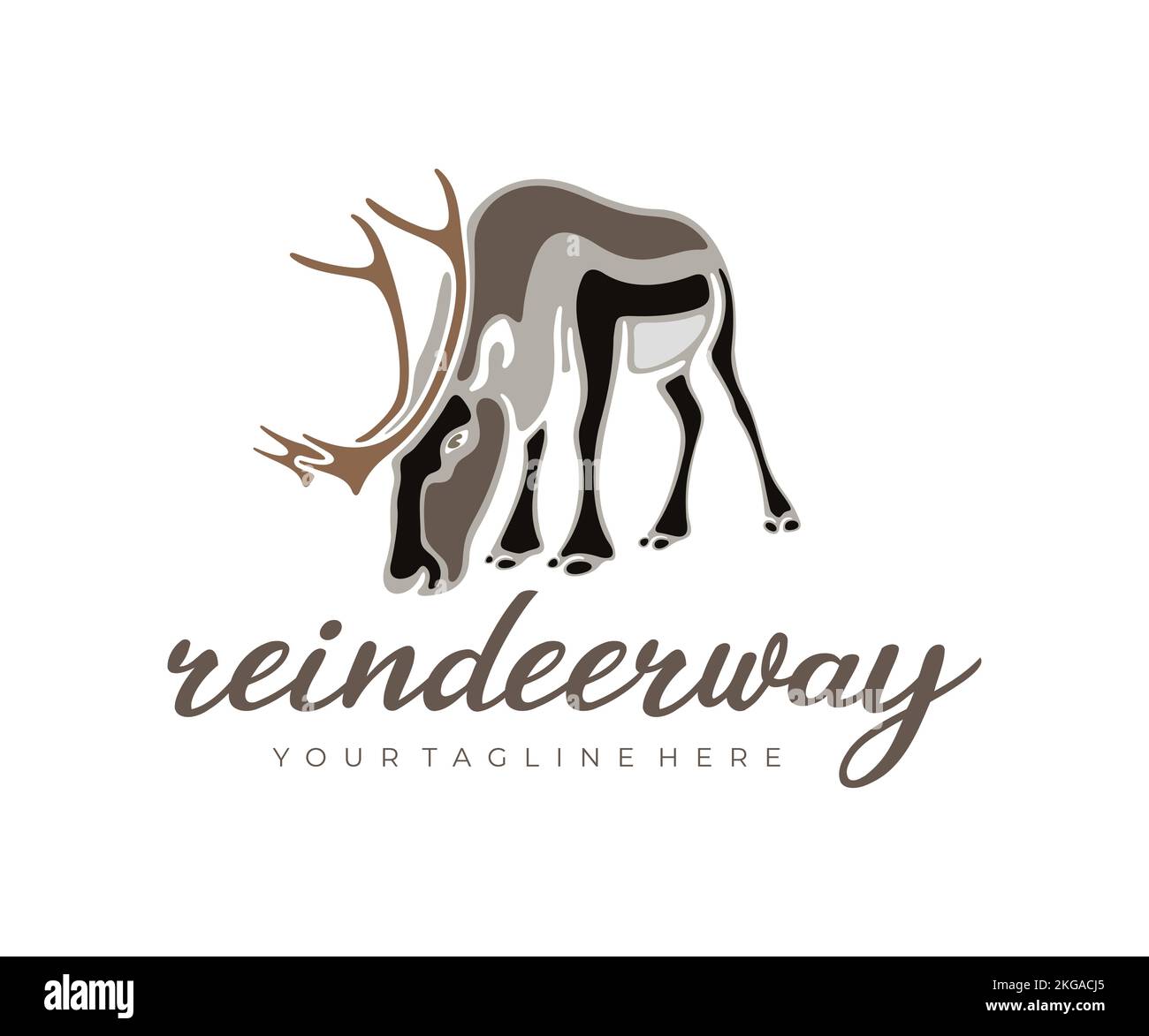 Reindeer, caribou, deer and stag, with massive antlers, logo design. Animal, wildlife and nature, vector design and illustration Stock Vector