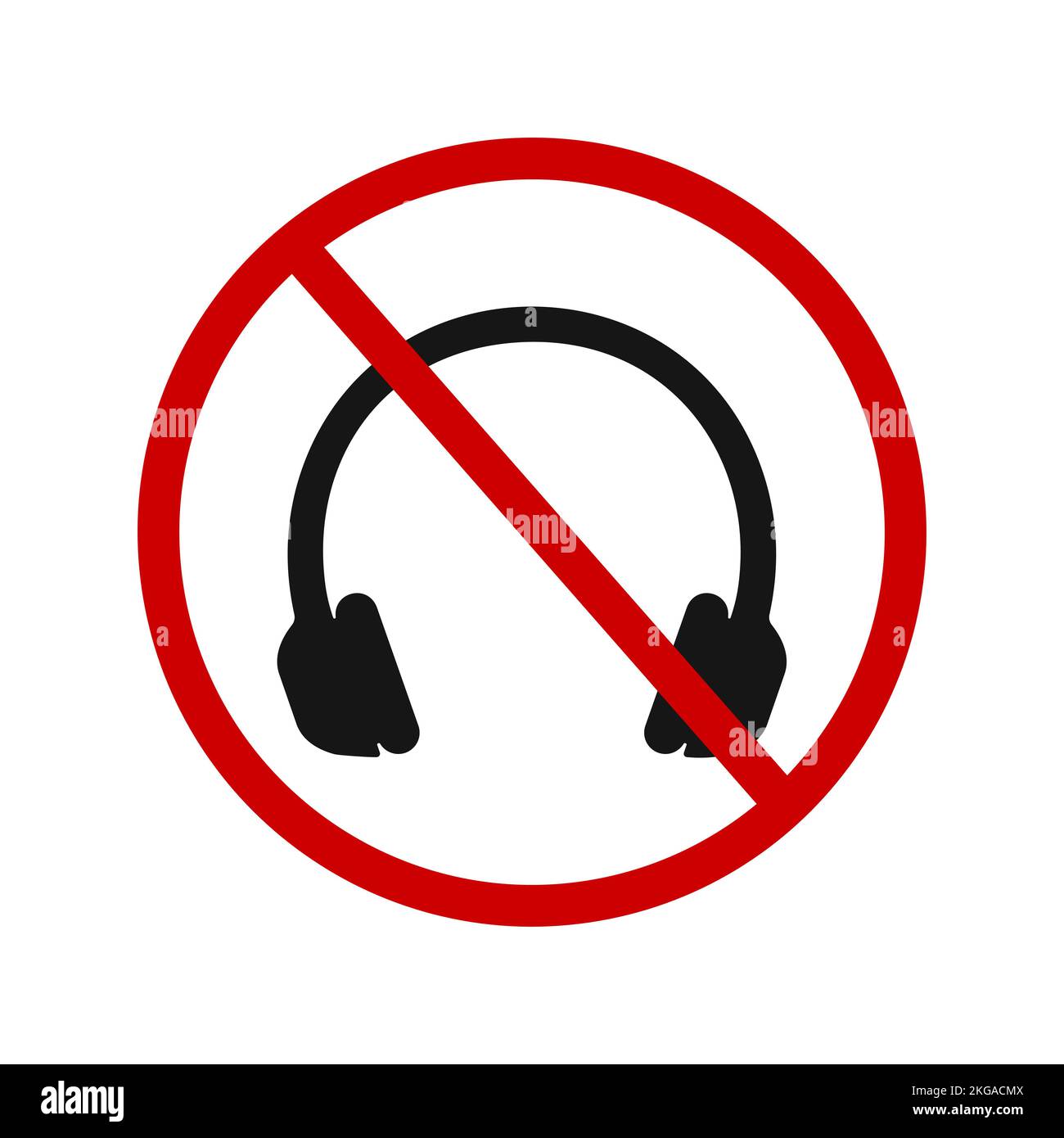 No headphones allowed icon. Earphones prohibited label. Headphones
