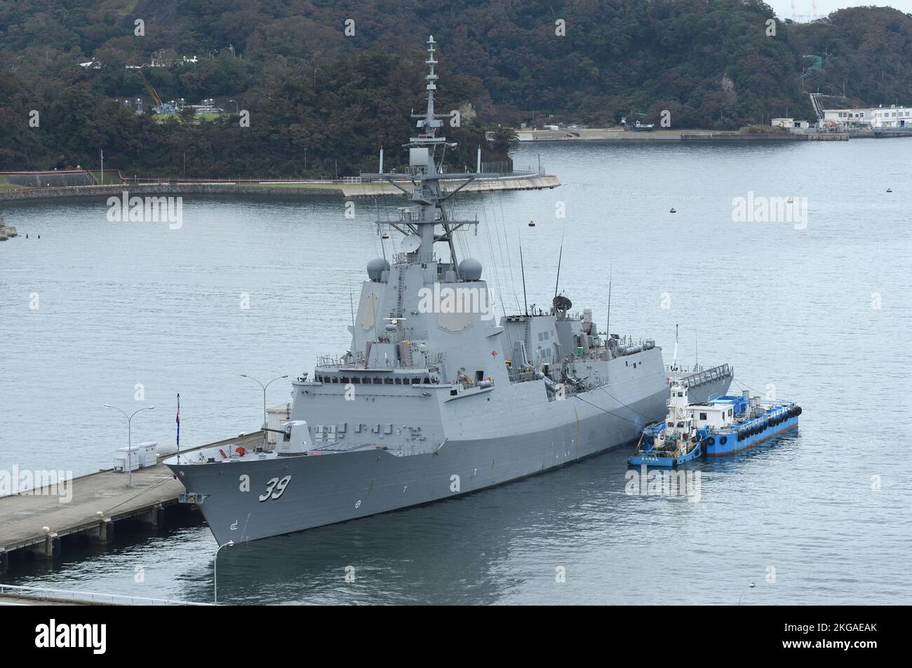 Kanagawa Prefecture, Japan - October 19, 2019: Royal Australian Navy HMAS Hobart (DDG-39), Hobart-class destroyer. Stock Photo