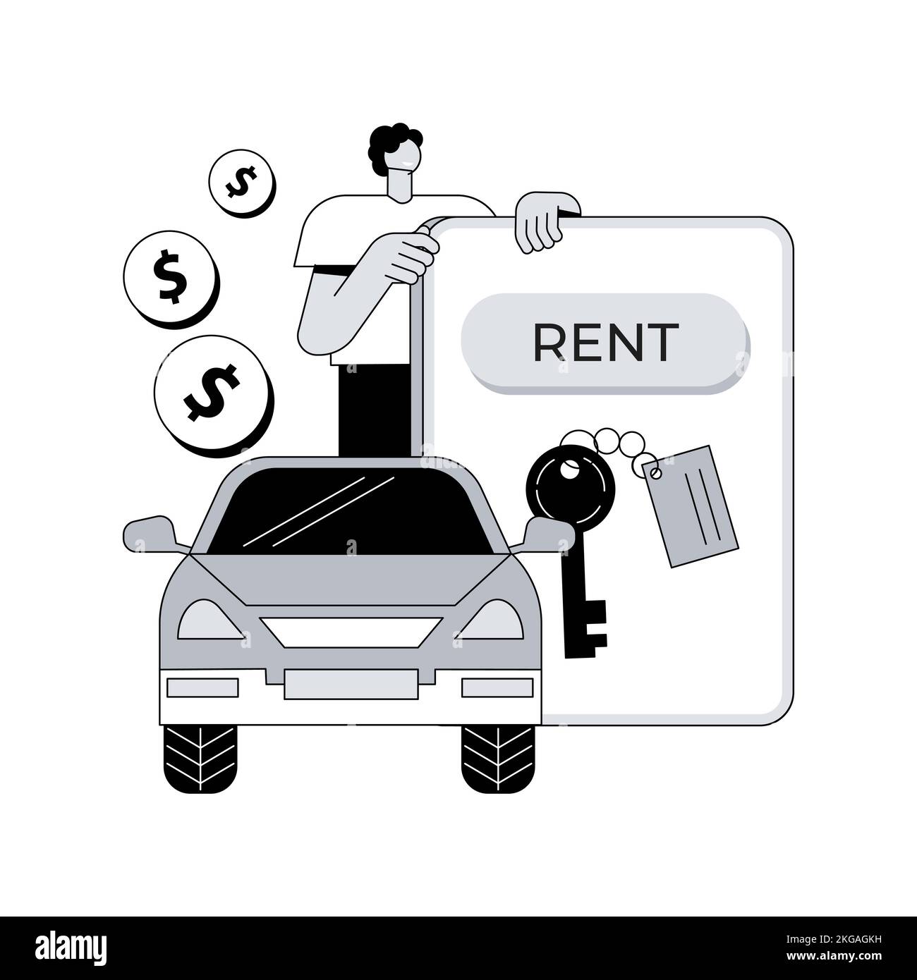 Rental car service abstract concept vector illustration. Online car