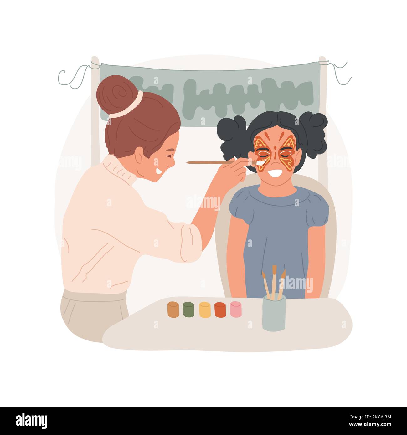 Face painting isolated cartoon vector illustration. Woman painting