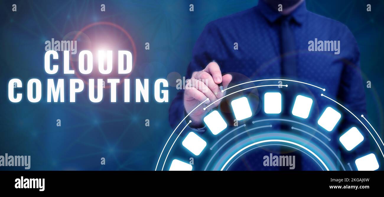 Handwriting text Cloud Computing. Word for storing and accessing data and programs over the Internet Stock Photo