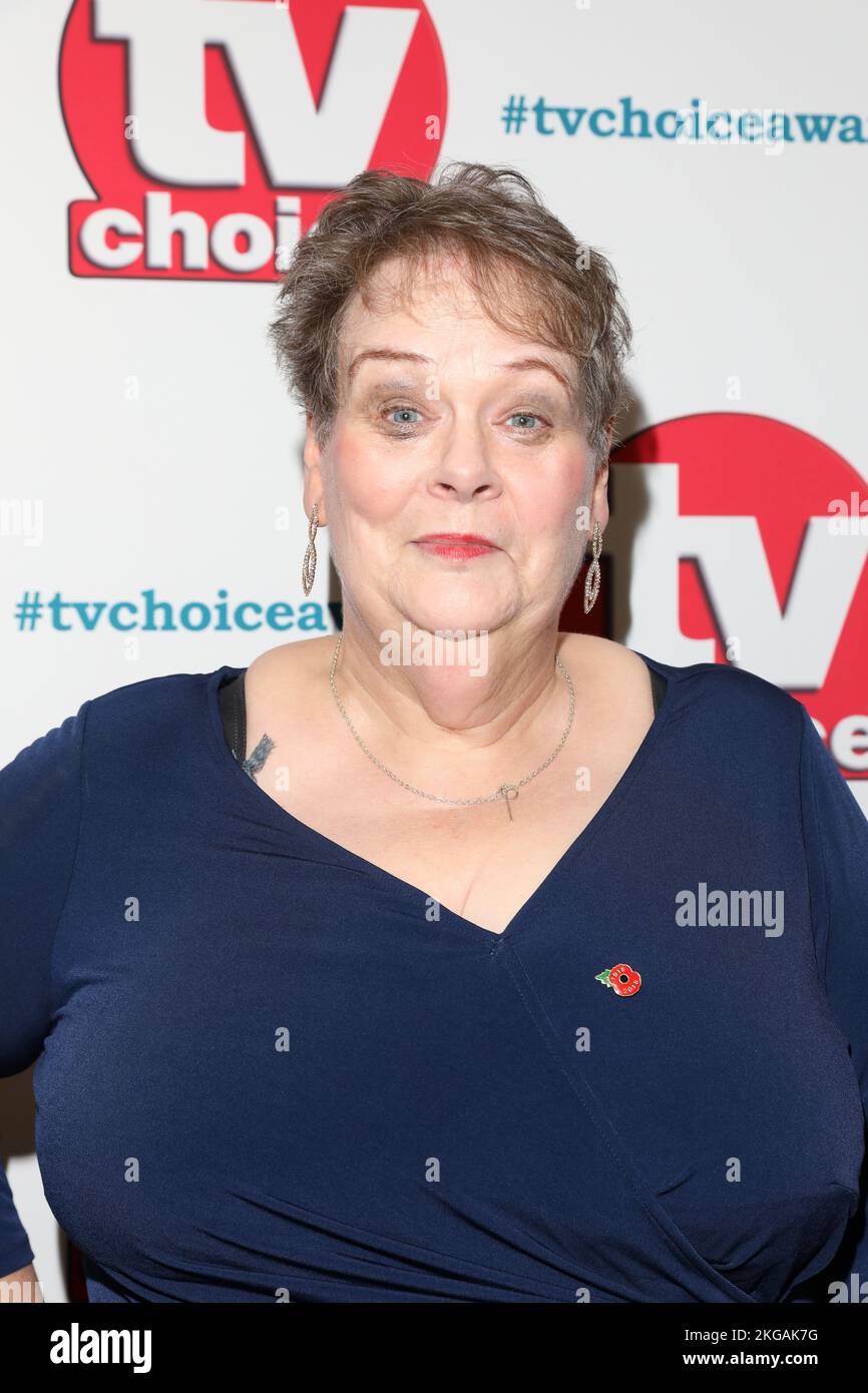 Anne Hegerty departs the annual TV Choice Awards at Hilton Hotel in