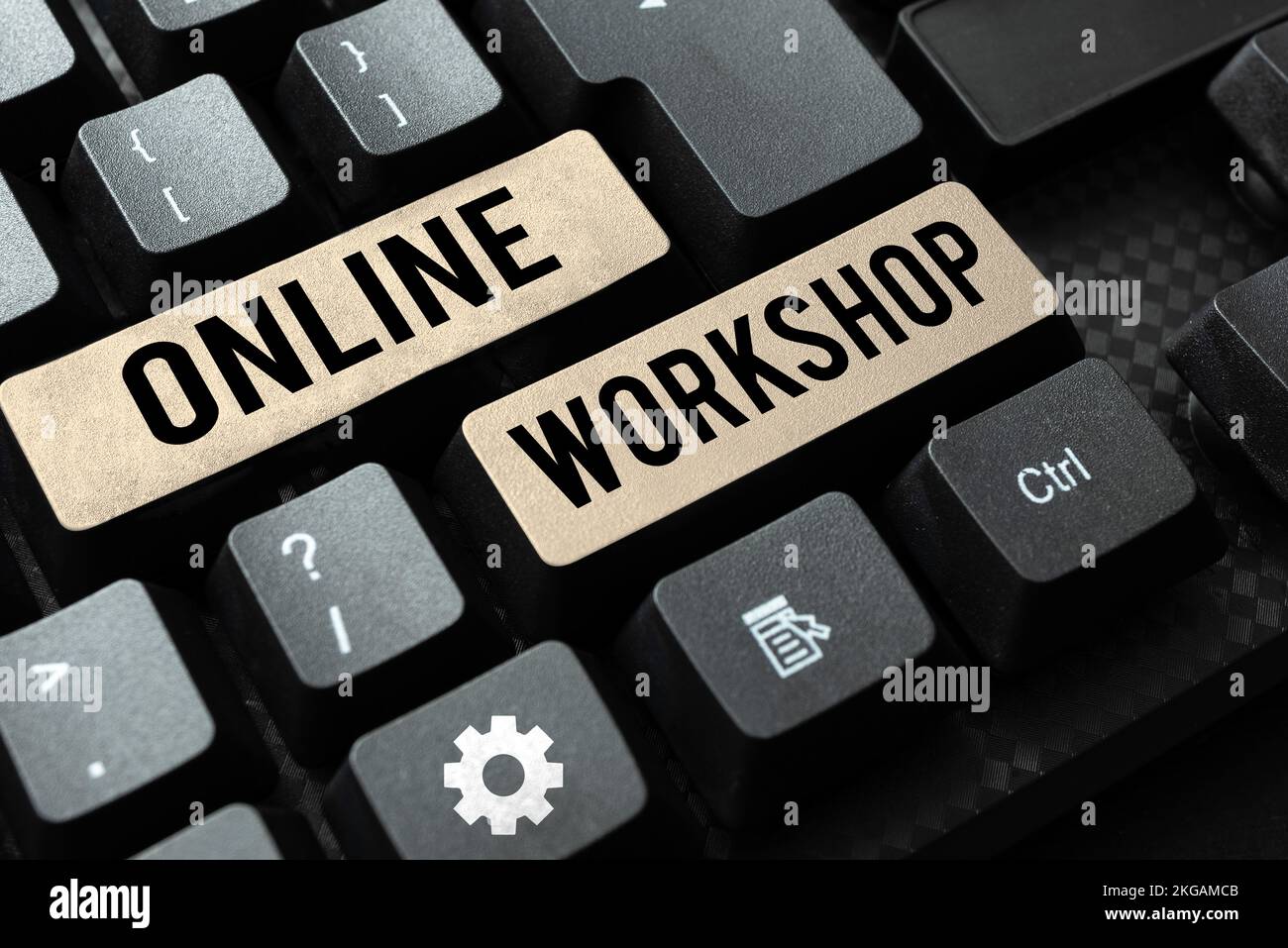 Handwriting text Online Workshop. Internet Concept intensive discussion and activity on a particular subject Stock Photo