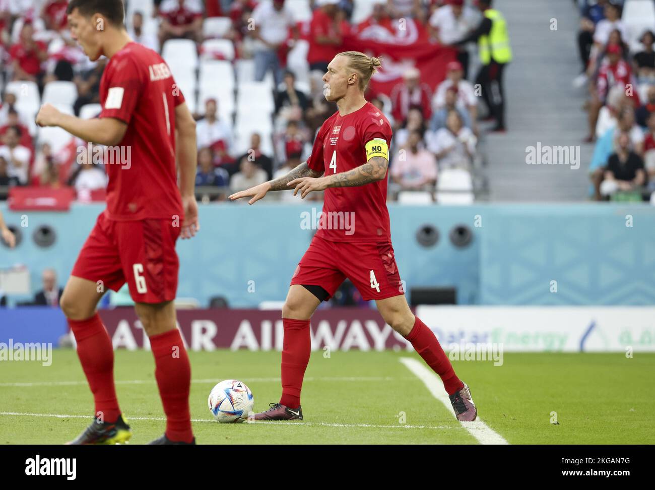 Simon Kjaer of Denmark during the FIFA World Cup 2022, Group D football ...