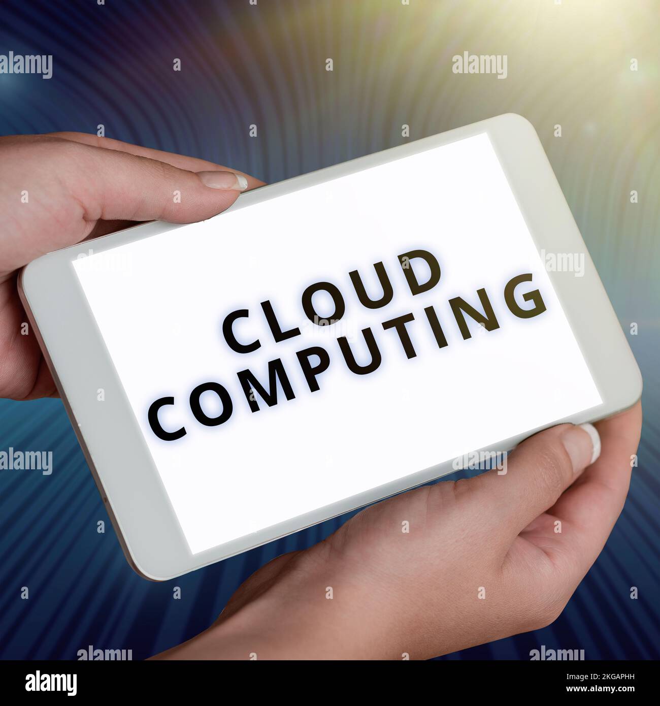 Text showing inspiration Cloud Computing. Business approach storing and accessing data and programs over the Internet Stock Photo