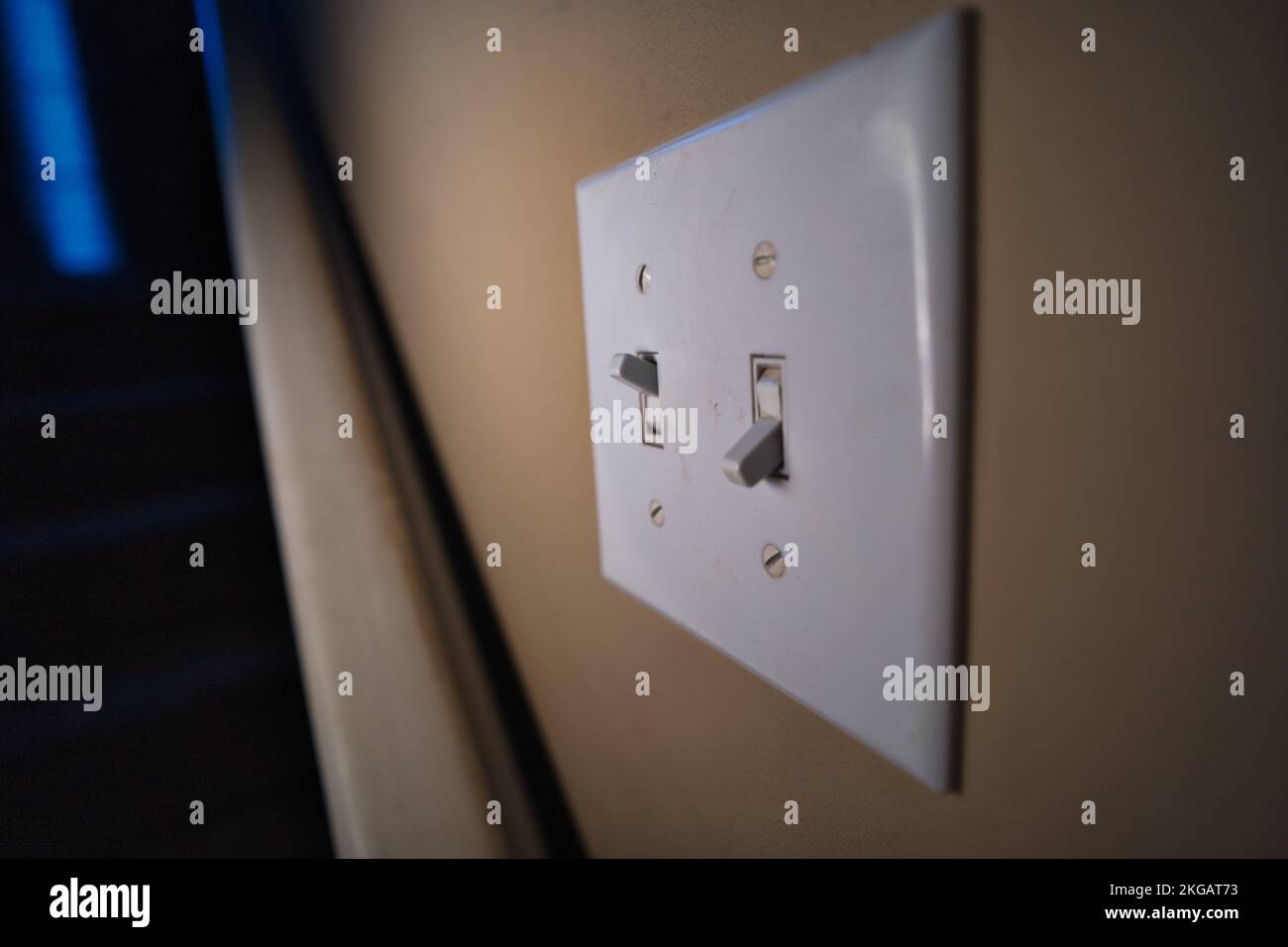 Light switch downstairs one on one off Stock Photo Alamy