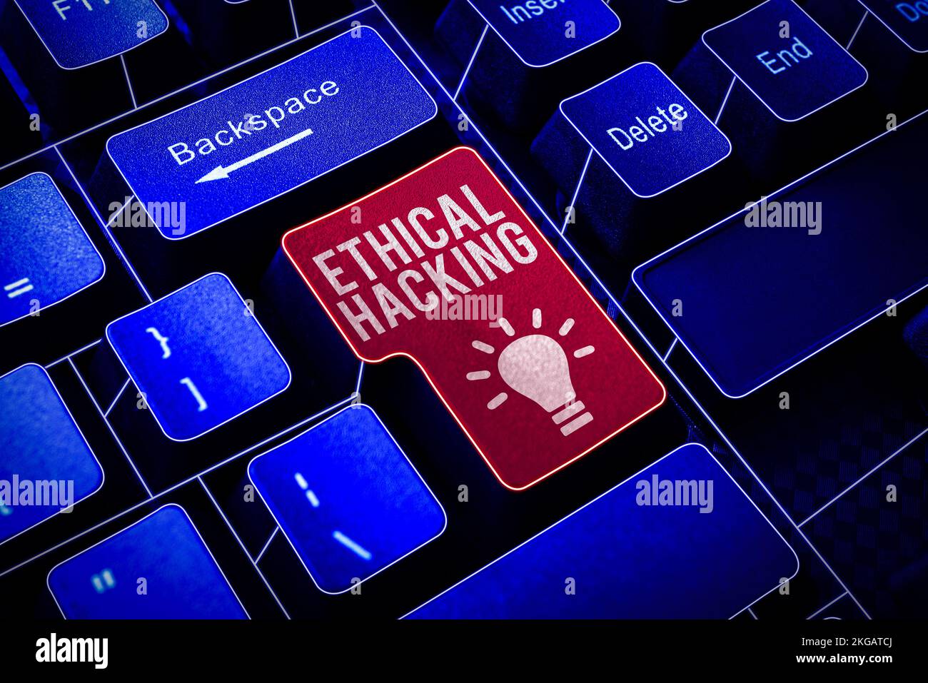 Conceptual caption Ethical Hacking. Business approach act of locating