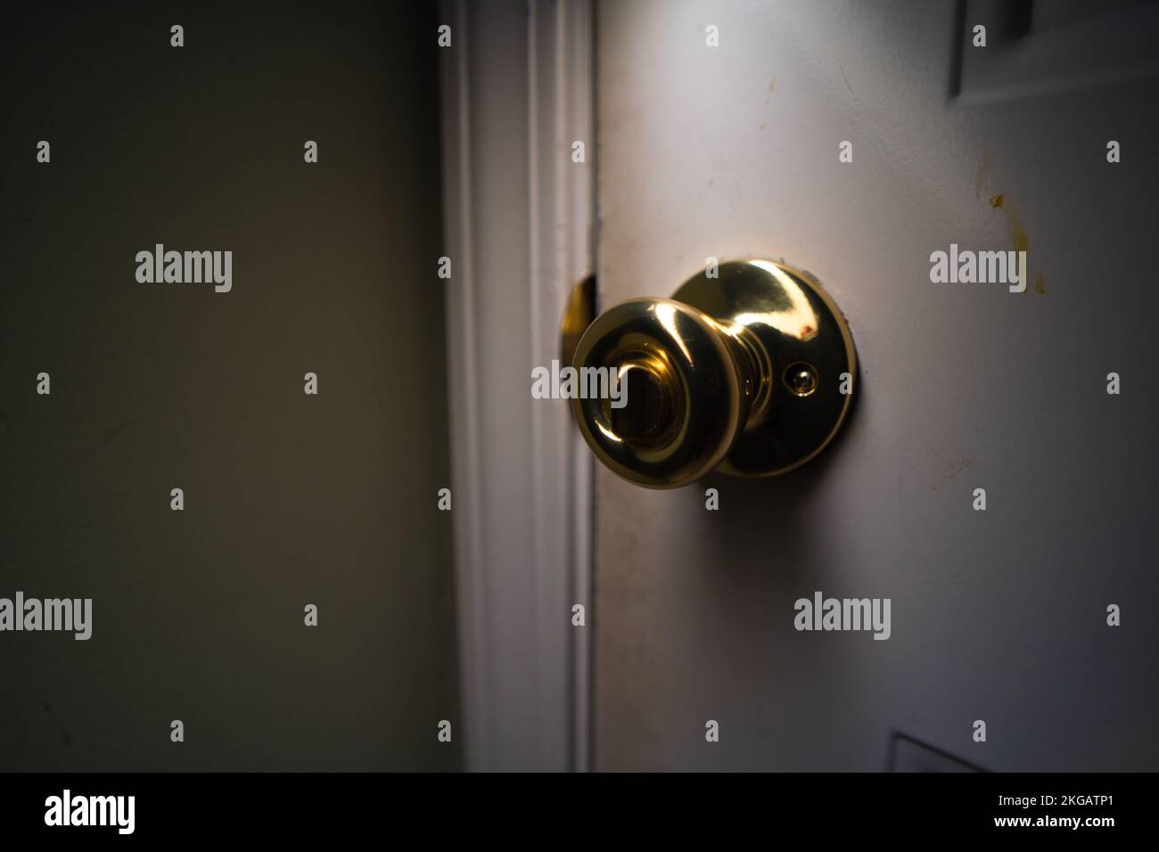 Indoor Door Knob locked form the inside Stock Photo Alamy
