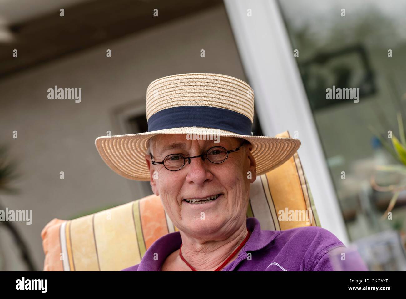 Woman with sun hat Stock Photo