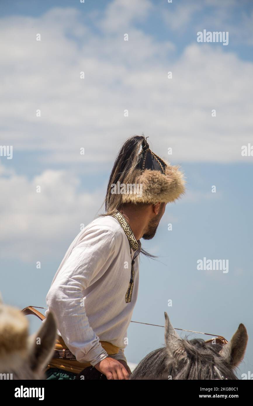 Man wearing traditional turkish hat in the view Stock Photo