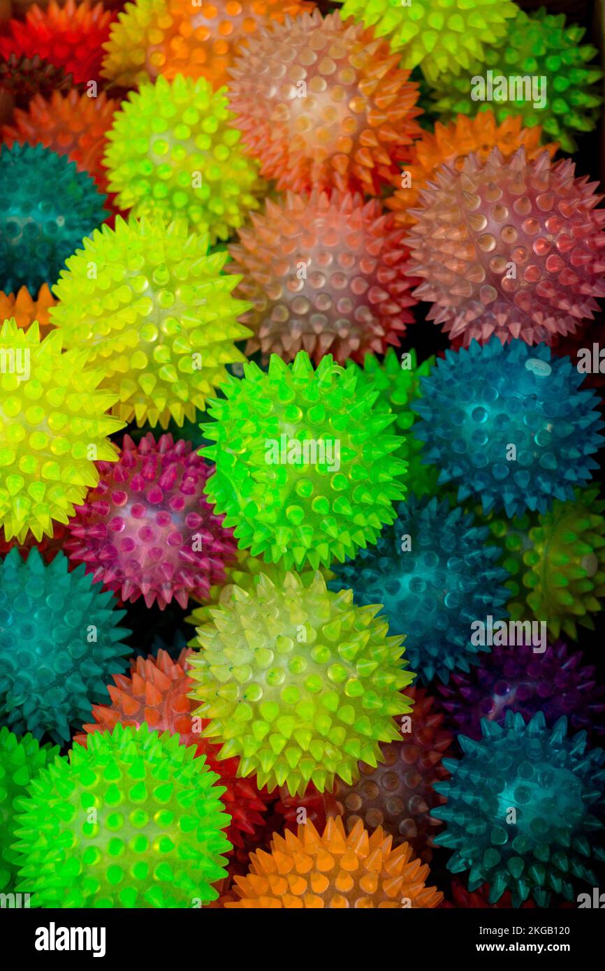 Colorful plastic balls for entertainment as a background Stock Photo