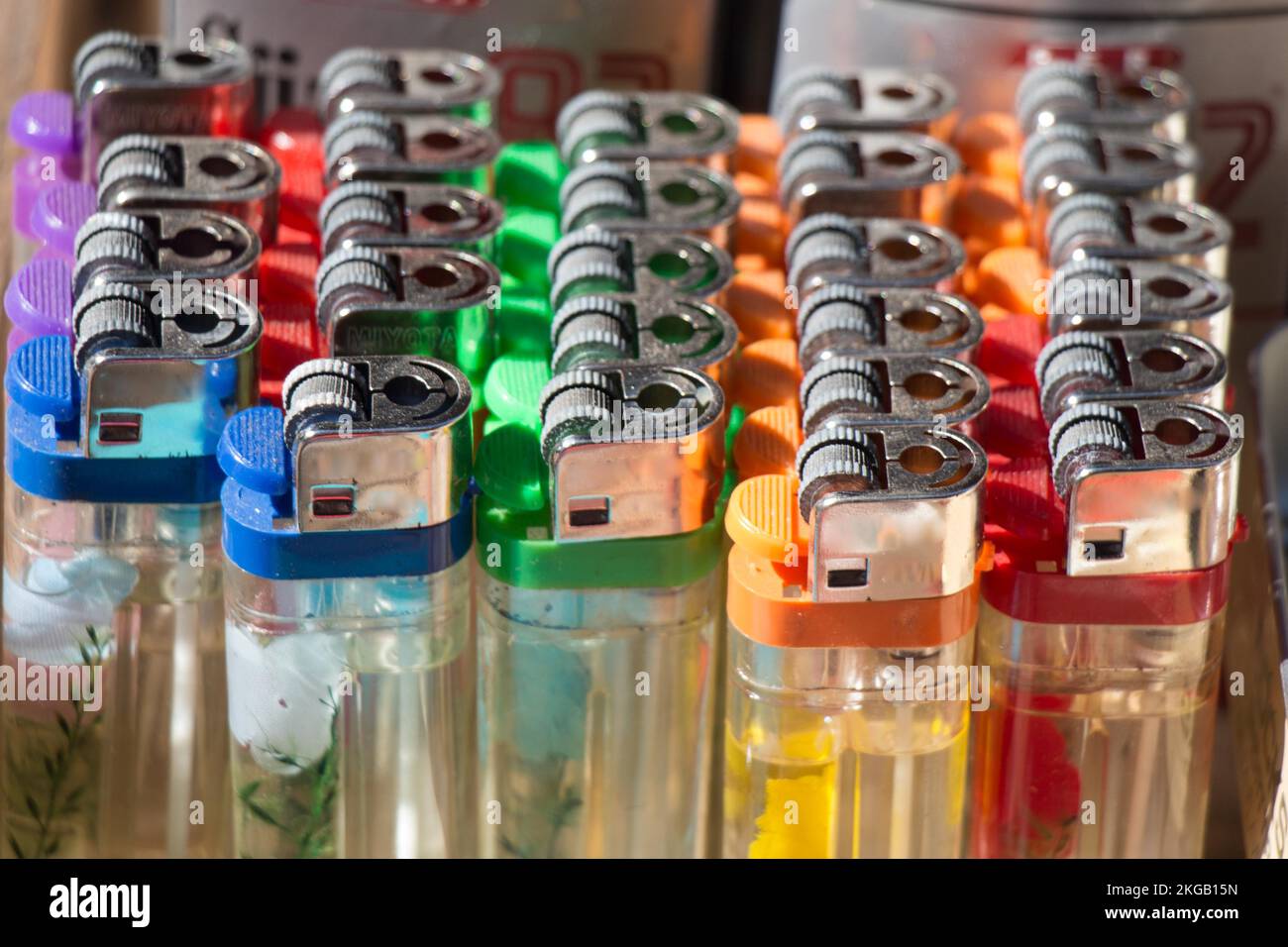 Group of plastic colorful lighters in the view Stock Photo - Alamy