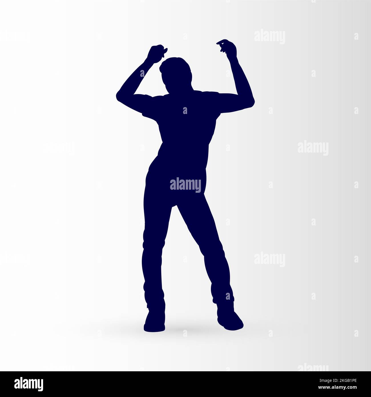 Modern Style Dancer Posing Silhouette of a Man Dancer on a Gray Stock Vector
