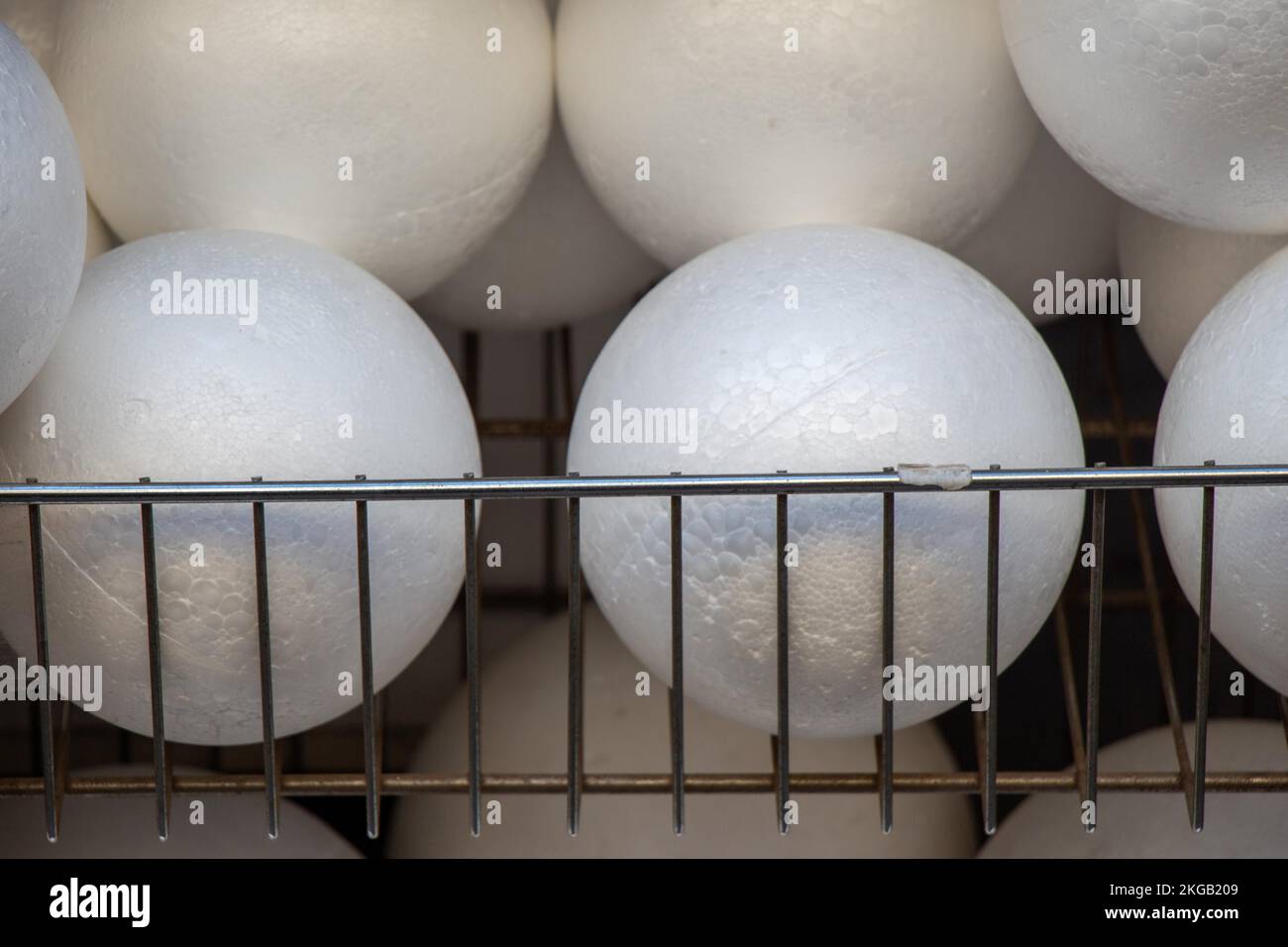 Dozens of styrofoam balls in the view Stock Photo