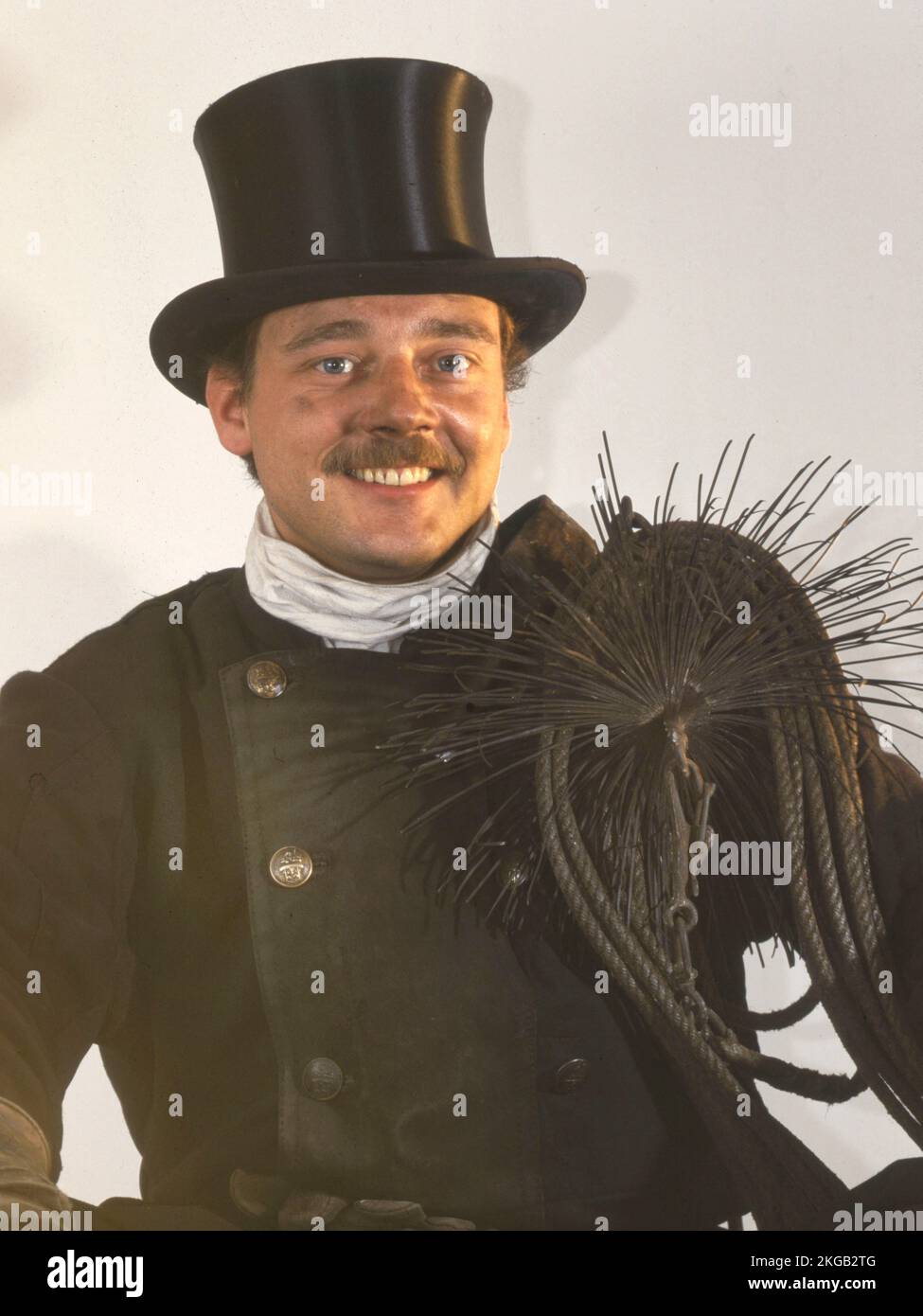 Chimney sweep in professional training and posing in a photo studio, here on 5.05.1992 in Iserlohn, Germany, Europe Stock Photo