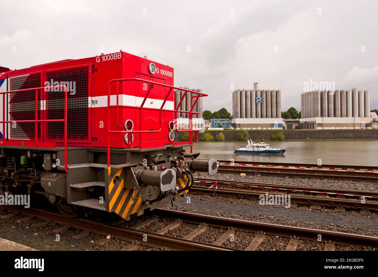 Diesel-hydraulic locomotive, for mainline and shunting service with hydraulic power transmission, manufacturer Vossloh, series G 1000 BB, year of cons Stock Photo