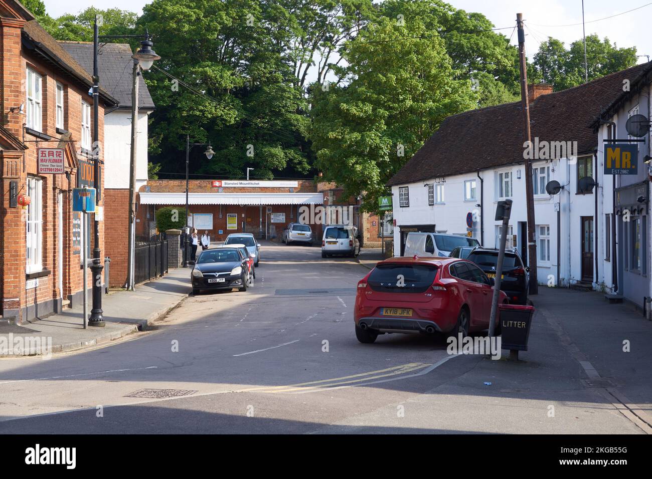 Station road with Stansted Mountfitchet overground railway station at