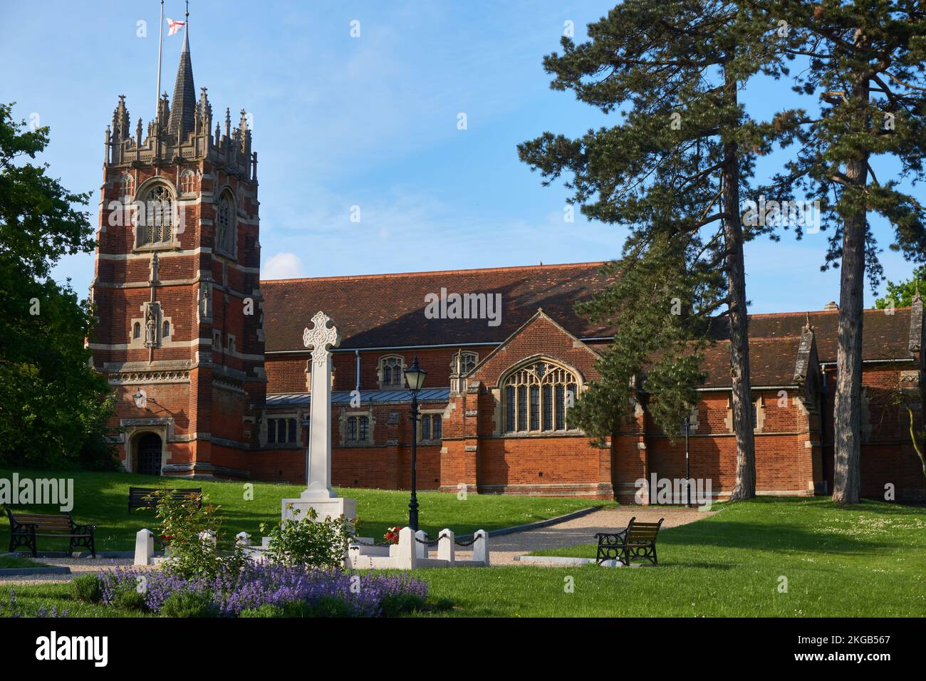 The front of St John's Church Stansted Mountfitchet on a sunny