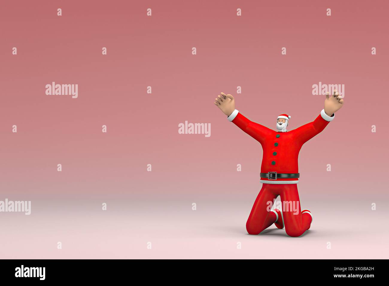A man wearing Santa Claus costume issit down. 3d rendering of cartoon ...