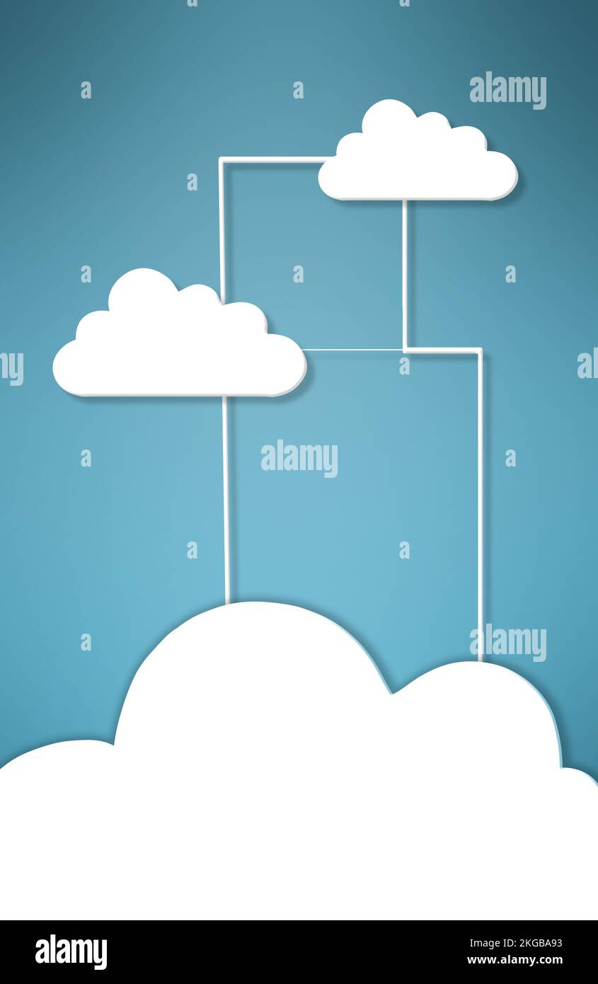 Linking your online storage. Conceptual image representing modern cloud computing. Stock Photo