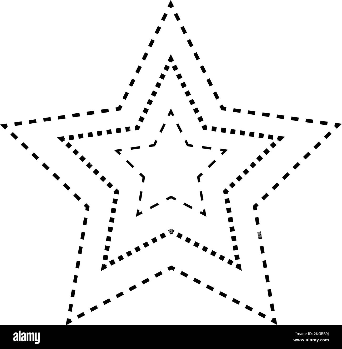 Tracing star shape broken line element for preschool, kindergarten and
