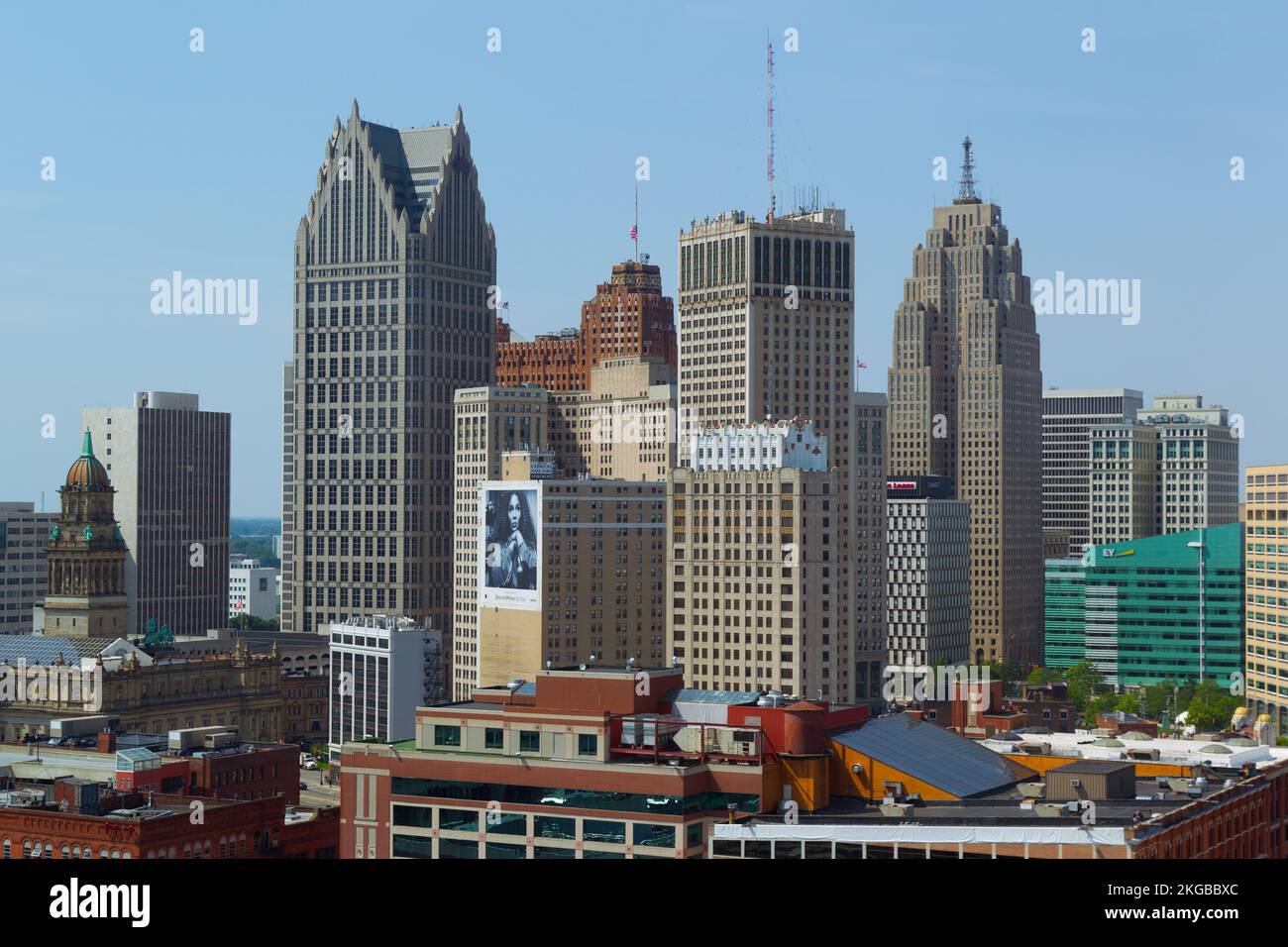 Highrise buildings in the Downtown Detroit financial district in