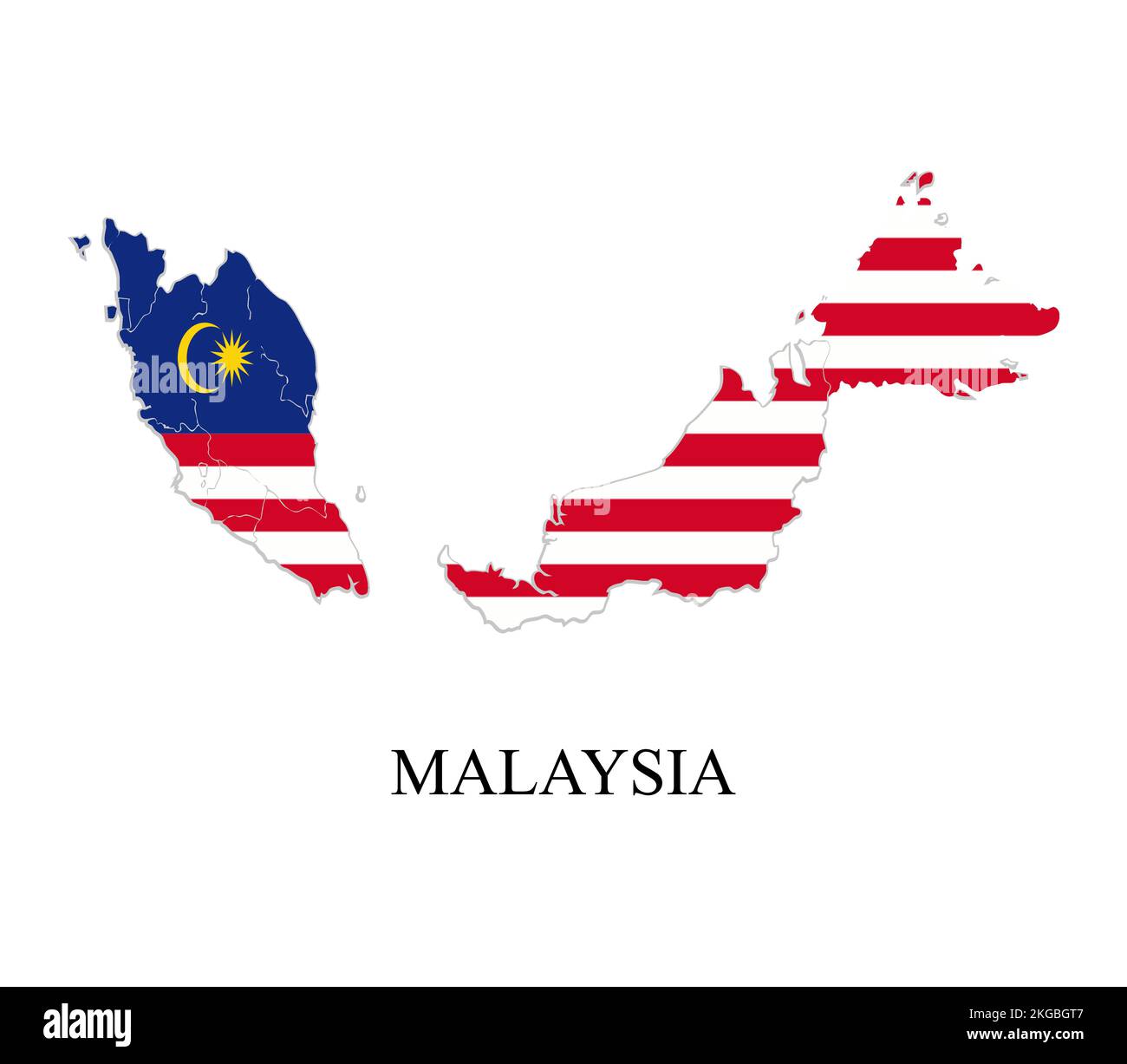 Malaysia map vector illustration. Malaysian city. Tiger of Asia. Stock Vector