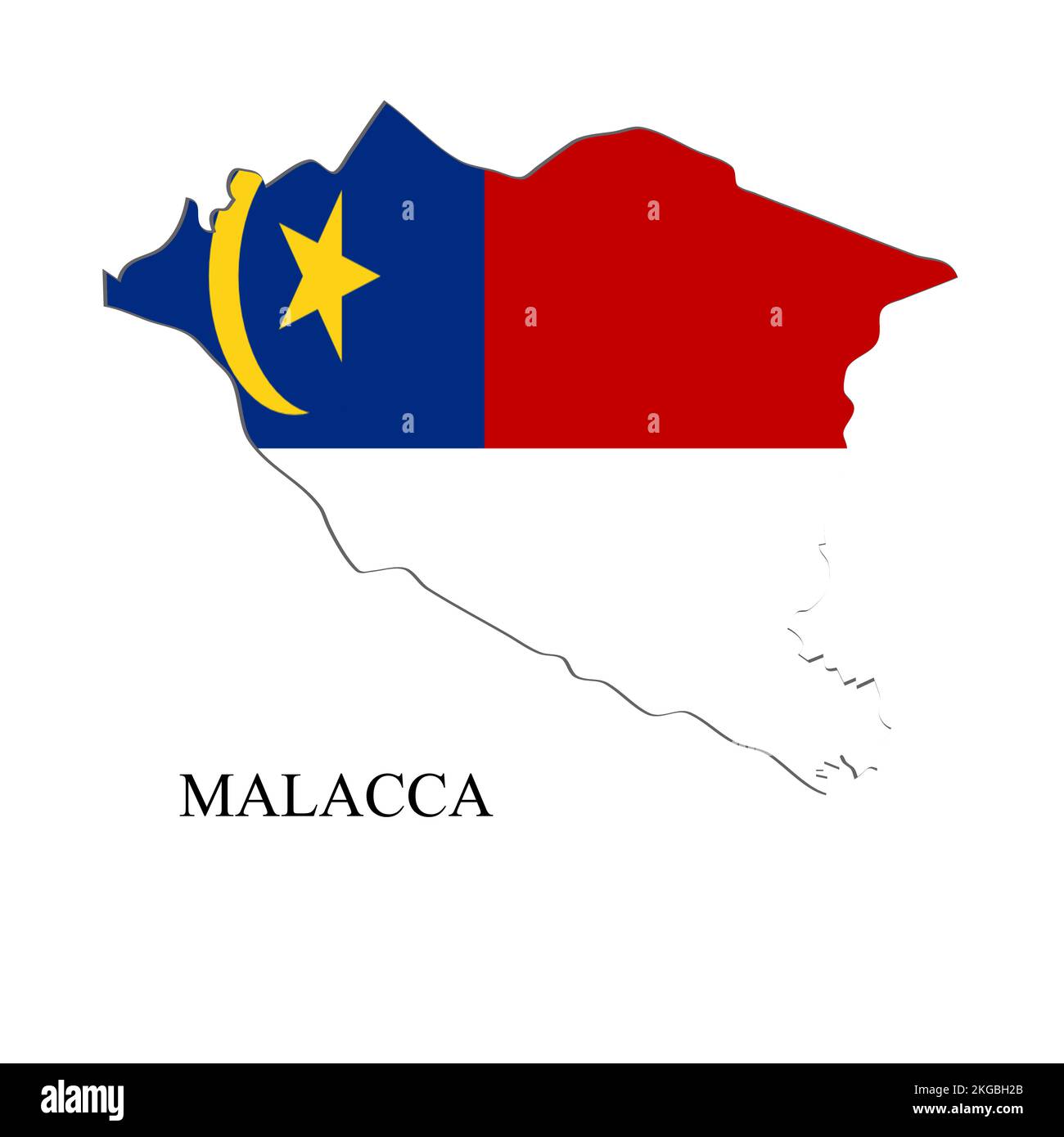 Malacca map vector illustration. Malaysian city. State in Malaysia Stock Vector