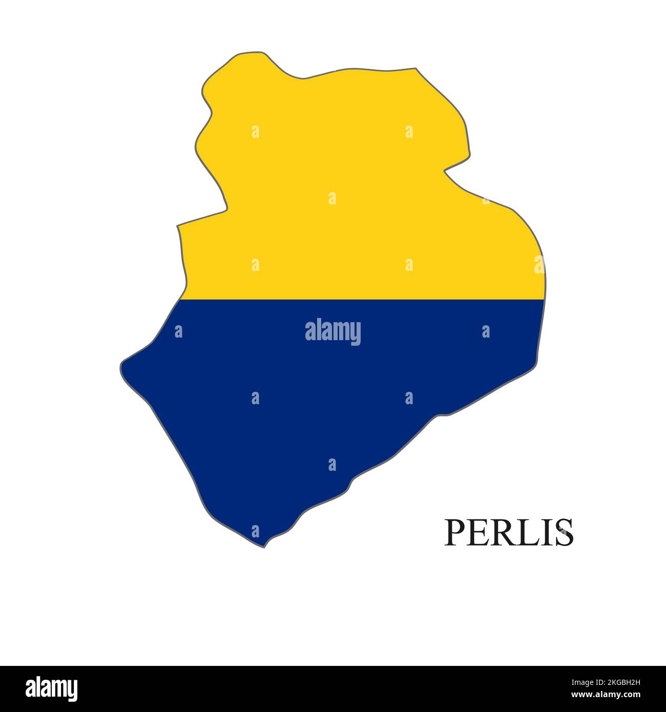 Perlis map vector illustration. Malaysian city. State in Malaysia Stock Vector