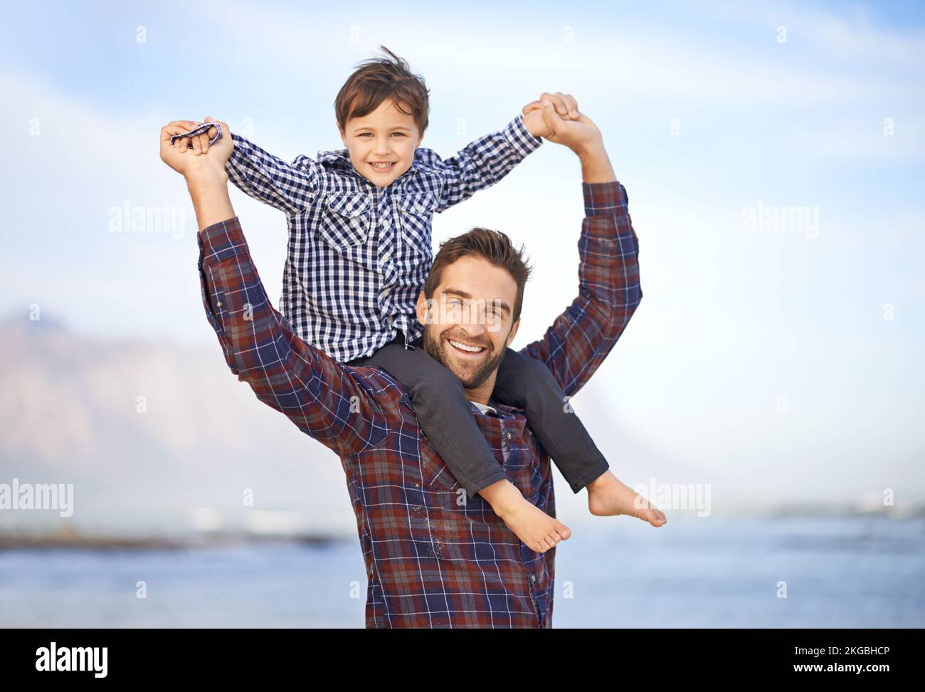 Raising his son the right way. Shjot of a father and son enjoying a day outdoors. Stock Photo