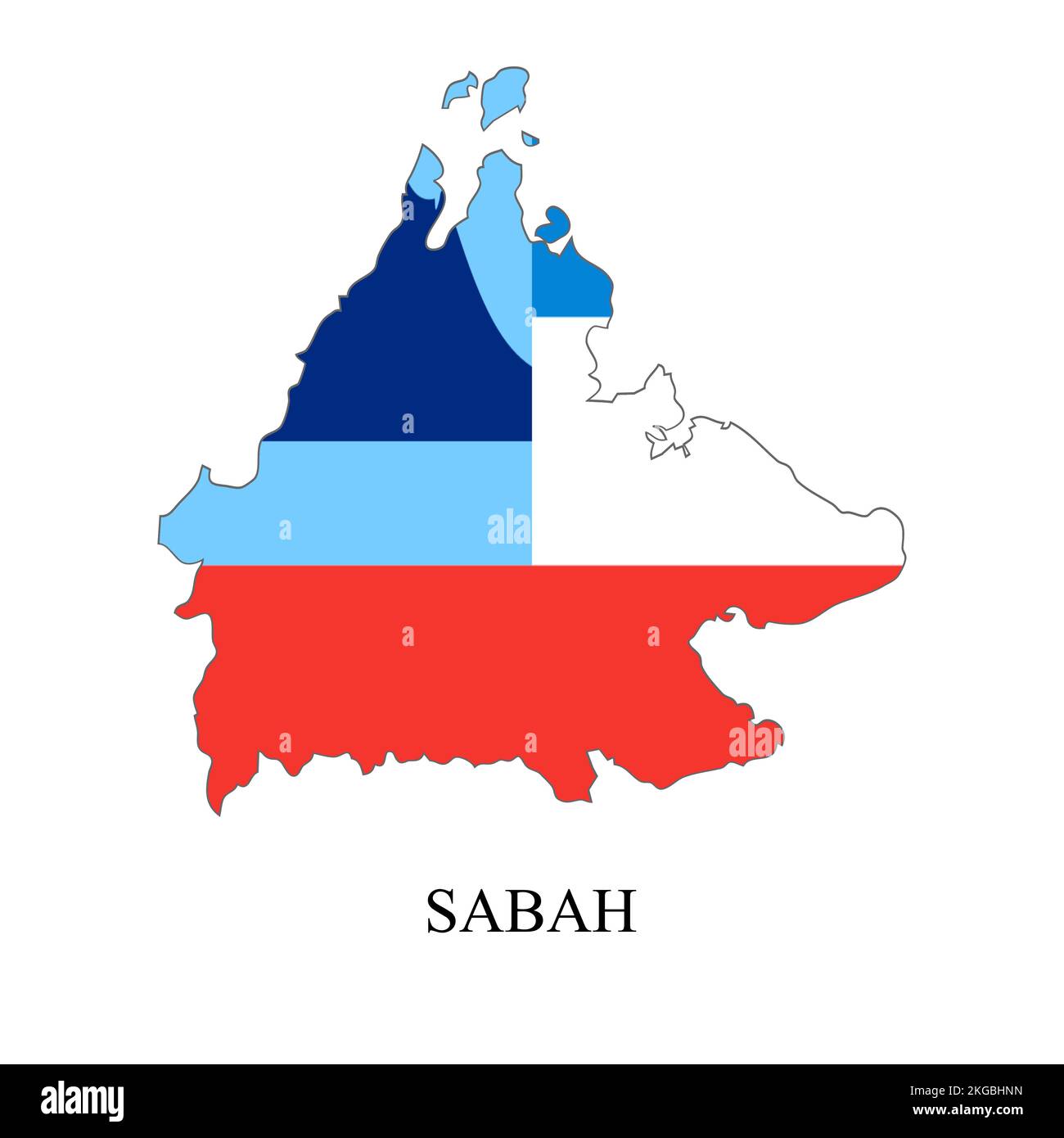 Sabah map vector illustration. Malaysian city. State in Malaysia Stock Vector