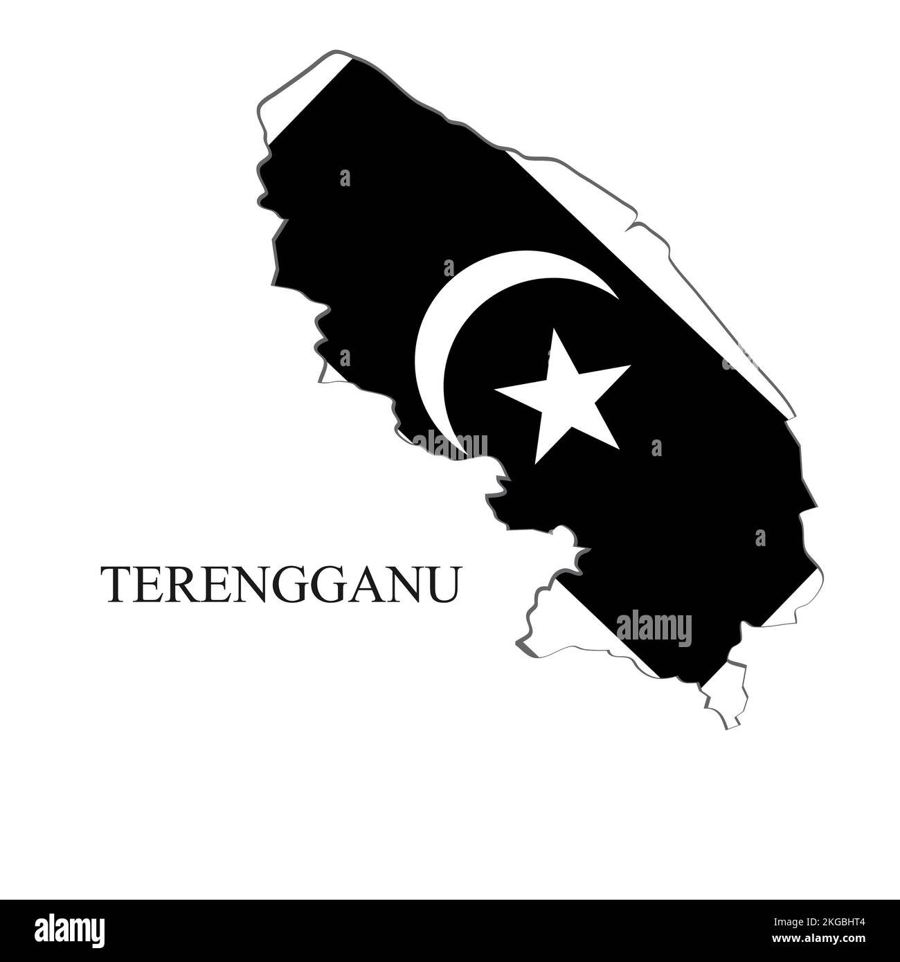 Terengganu map vector illustration. Malaysian city. State in Malaysia Stock Vector