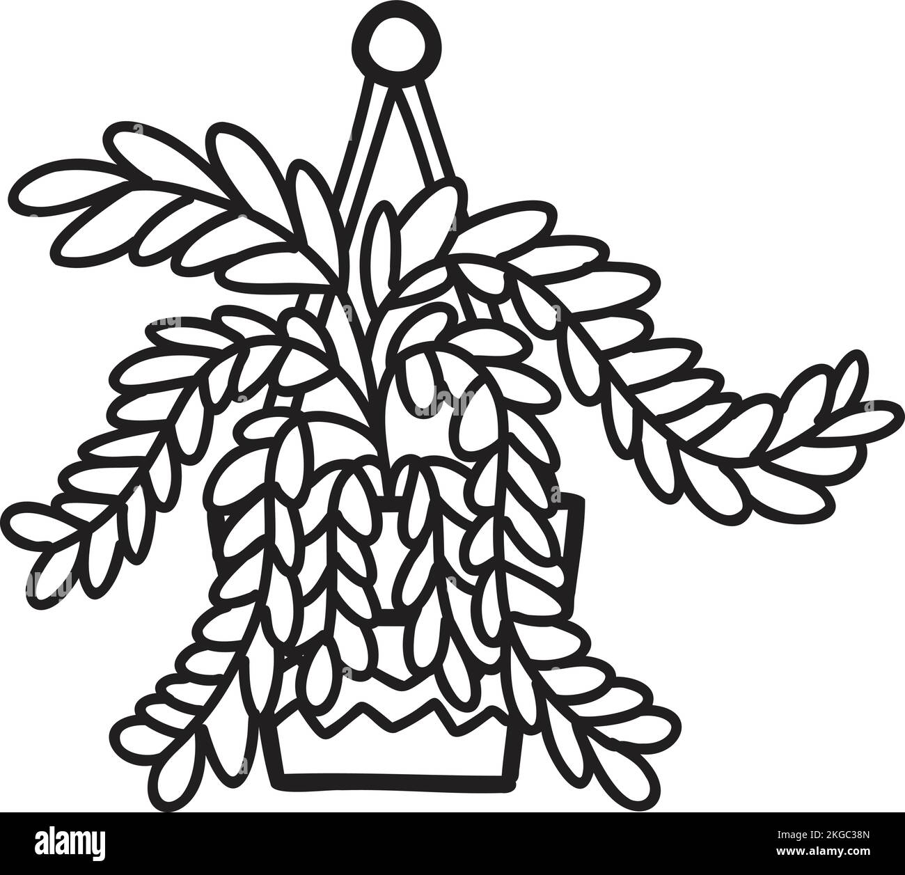 Hand Drawn hanging plant pots illustration isolated on background Stock
