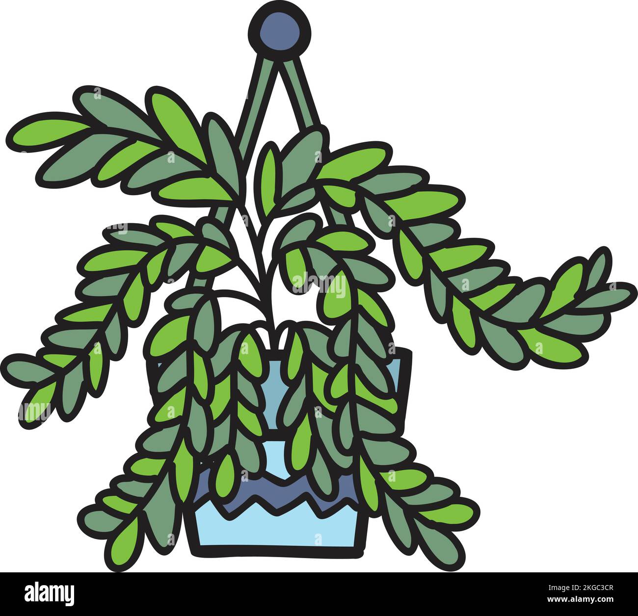 Hand Drawn hanging plant pots illustration isolated on background Stock