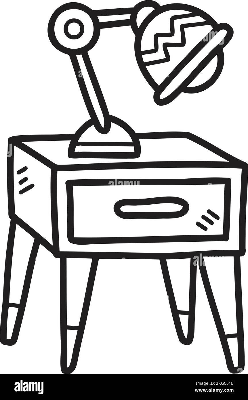 Hand Drawn Side tables and lamps illustration isolated on background
