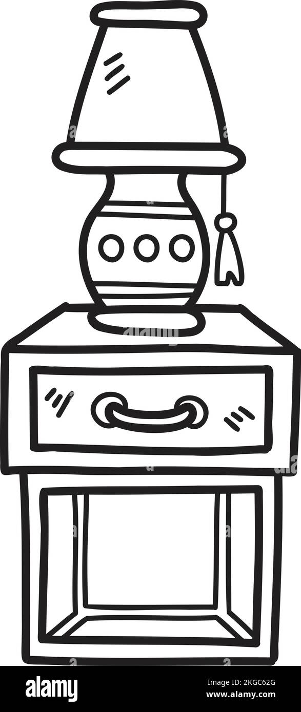 Hand Drawn Side tables and lamps illustration isolated on background