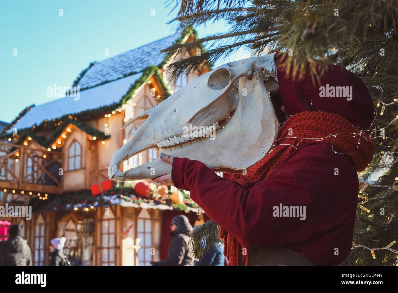 Skull mask holding hi-res stock photography and images - Alamy