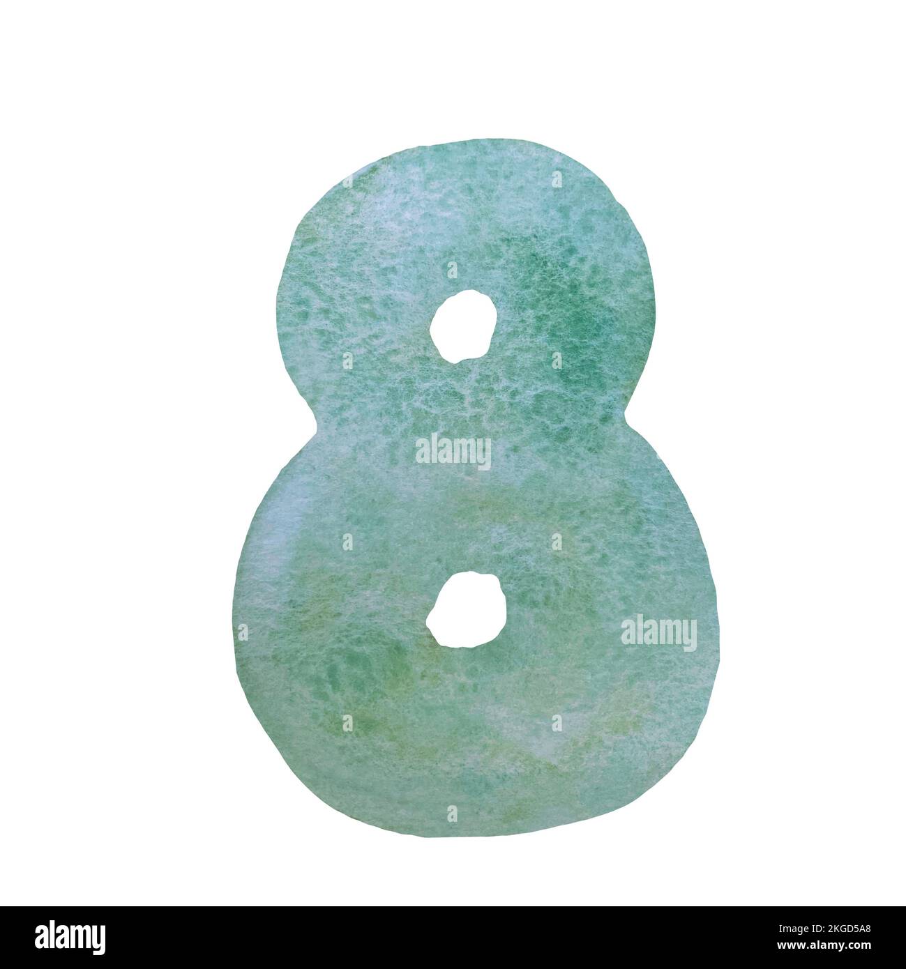 Number eight figure blue a watercolor sketch  Stock Photo