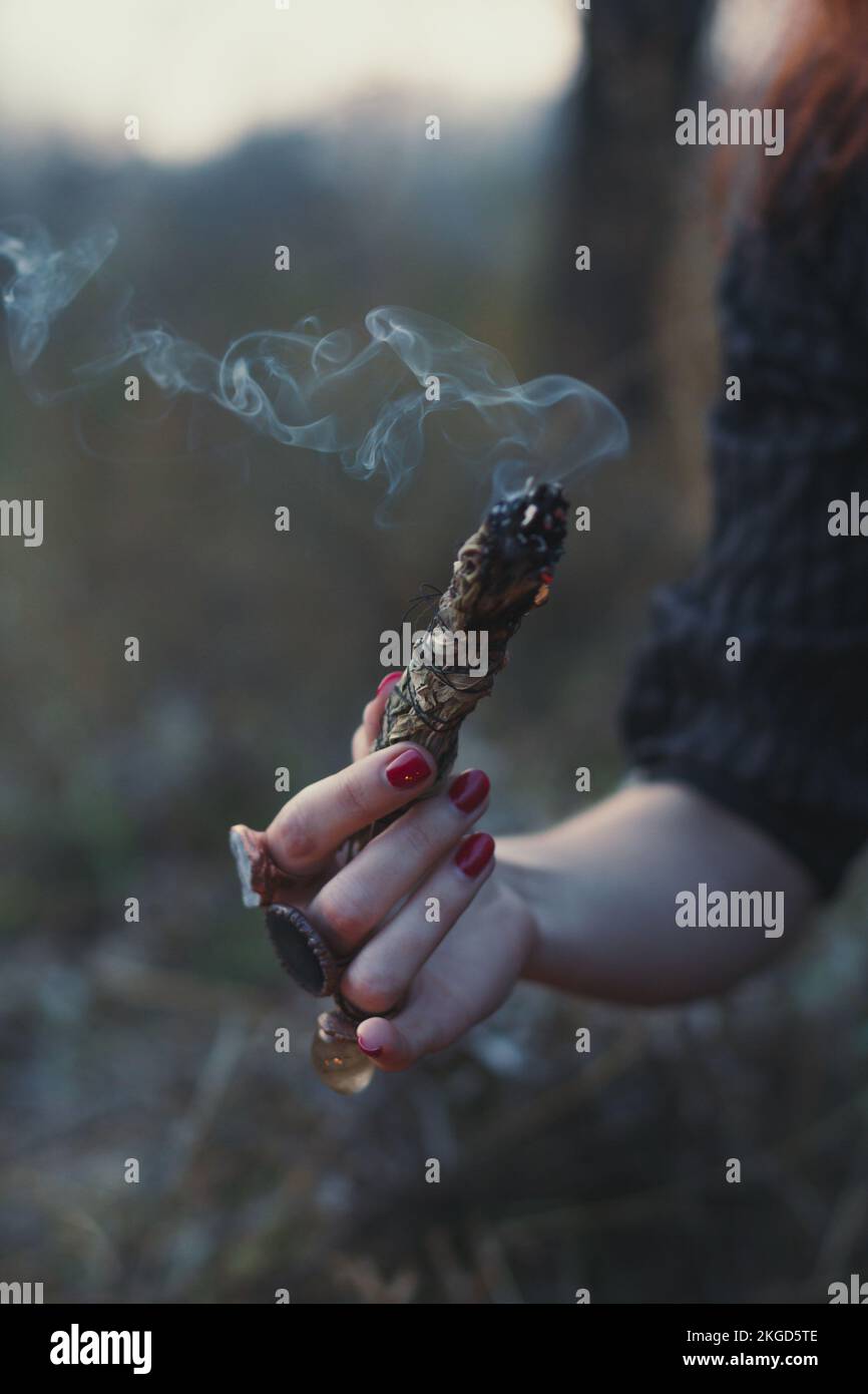 Close up smudging rite concept photo Stock Photo Alamy
