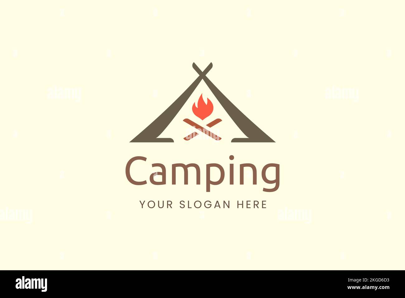 Simple camping logo with tent shape and fire Stock Vector Image & Art ...